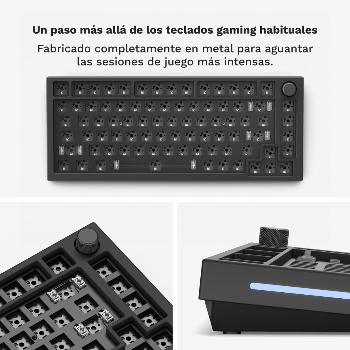 Glorious Gaming GMMK PRO 75% Barebones (solo carcasa) - Teclado gaming mecánico modular, TKL, carcasa de 1,5 kg, RGB, personalizable, switches de 5 pines, distribuciones internacional / ISO - Negro