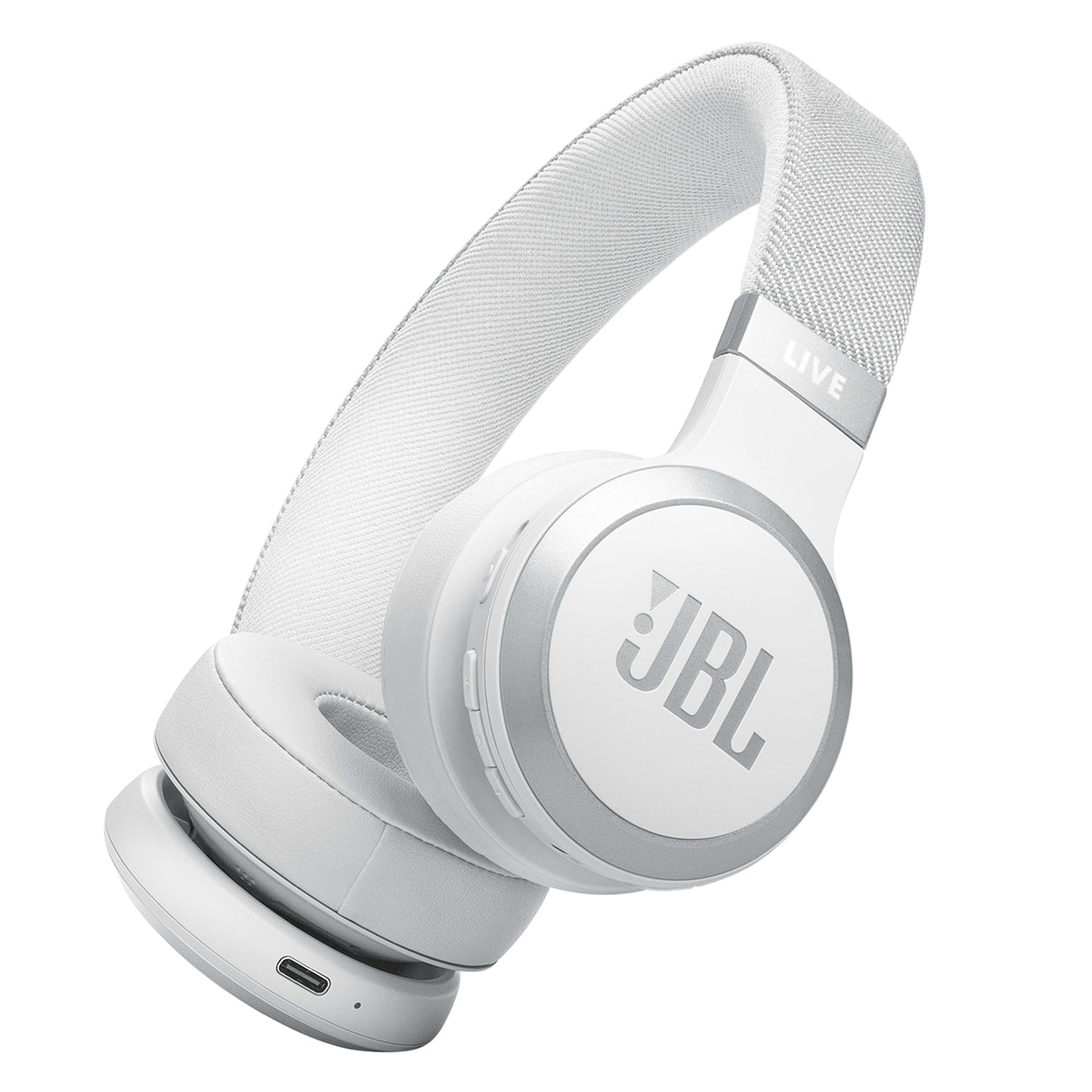 JBL Auriculares inalámbricos circumaurales Live 670 NC, con tecnología Bluetooth y cancelación adaptativa de ruido, hasta 65 horas de reproducción, blanco