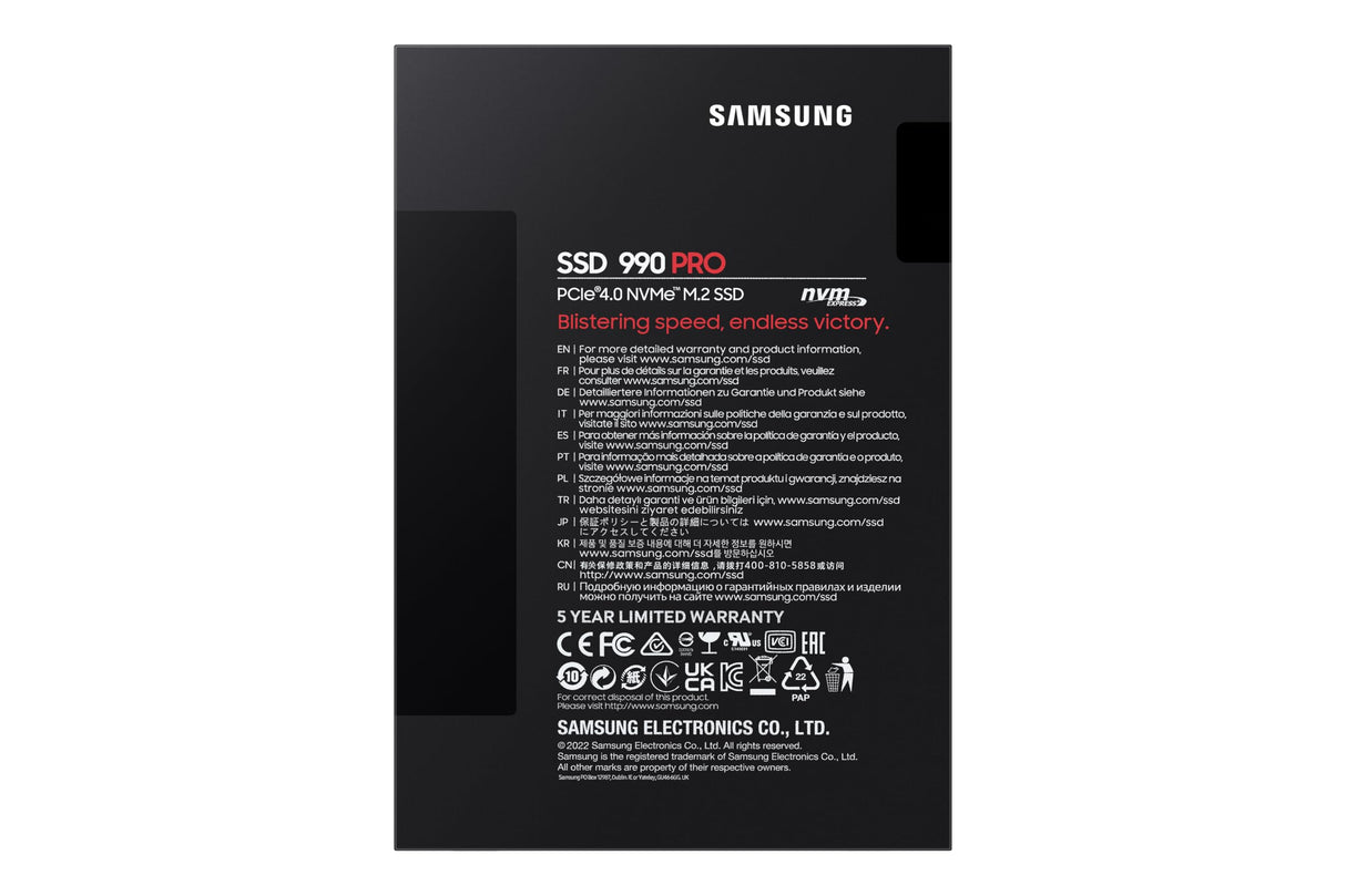 Samsung 990 PRO 4TB hasta 7.450MB/s PCIe 4.0 NVMe M.2 (2280) SSD interno (MZ-V9P4T0BW)