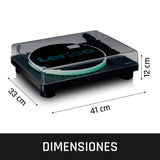 Lenco LS-50LED - Tocadiscos con Altavoz - Tocadiscos LED - USB - Transmisión por Correa - Preamplificador - 33, 45 y 78 RPM - Parada automática - Vinilo a MP3 - Negro