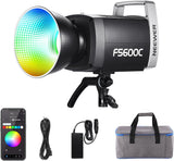 NEEWER Pro 600W RGB LED Video Luz App/2,4G/DMX Control, 2500-7500K 52500lx/m COB Luz Continua Iluminación Foco, CRI95+/TLCI97+ Foco Luz con Bolsa para Fotografía Estudio Grabación Streaming, FS600C