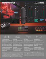 SteelSeries Alias Pro Kit — Micro XLR + Mezclador Stream — cápsula 3 Veces Mayor para Gaming, Streaming y pódcast — Interfaz USB/XLR — Controles para personalización — RGB — PC Individual o Dual