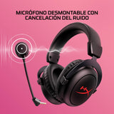 HyperX Cloud II Core Wireless - Auriculares gaming para PC, DTS Headphone:X audio espacial, almohadillas viscoelásticas, Negro