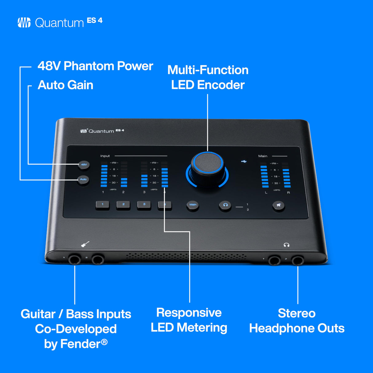 PreSonus Quantum ES 4, USB-C Audio Interface, 2x2, 24-bit / 192 kHz