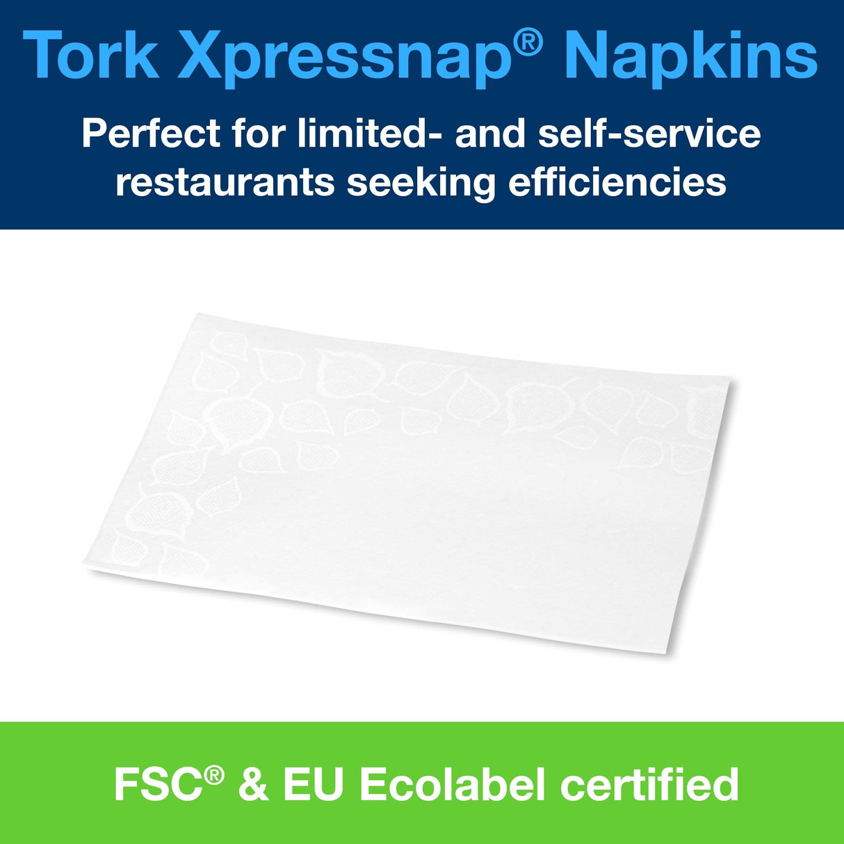 Tork Xpressnap 13670 Servilleta Extra Suave/Recambios para el servilletero sistema N4 / 8 paquetes/Blanco con diseño de hojas
