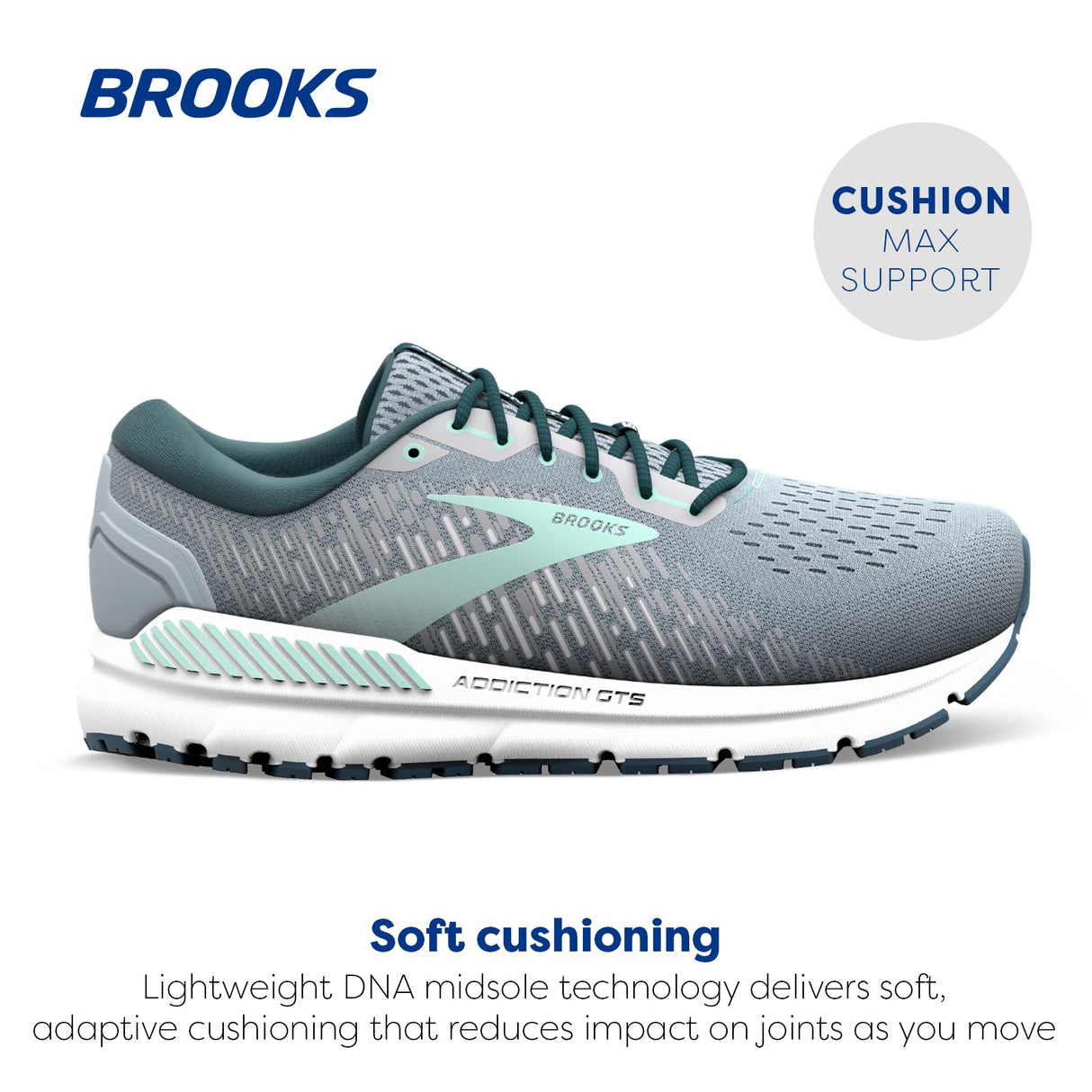 Brooks Addiction Gts 15, Zapatillas para Correr Mujer, Gris Navy Aqua 521, 38 EU
