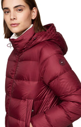 Tommy Hilfiger Cazadora Acolchada Mujer Down Casual Jacket con Capucha, Rojo (Deep Rouge), XL