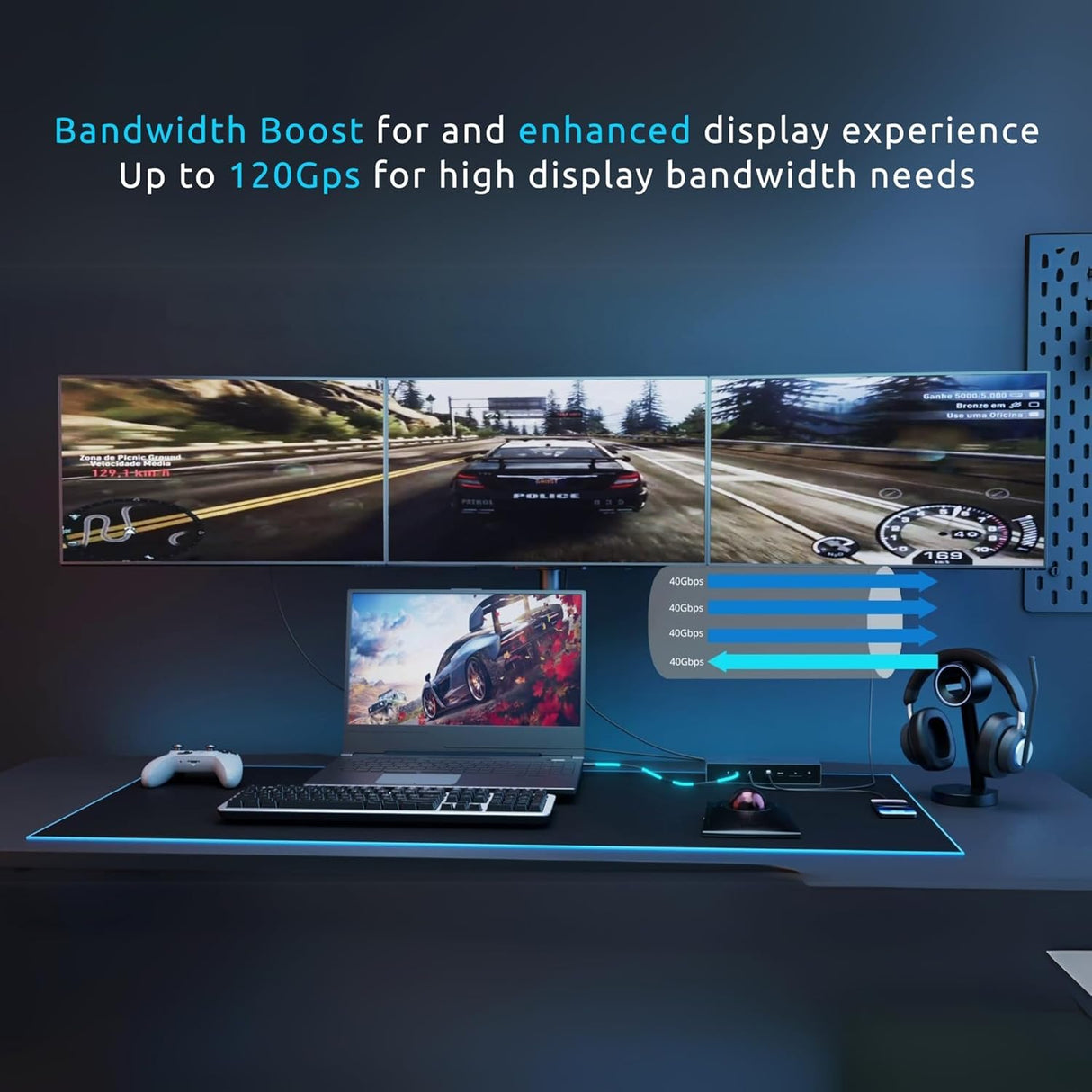 Kensington K35201EU - Estación de Acoplamiento SD5000T5 EQ Thunderbolt 5, Triple Monitor 8K/4K, Lector de Tarjetas SD y Micro SD, Alimentación 140W, 3X Thunderbolt 5, Ethernet y USB 3.2 Gen2, Gris