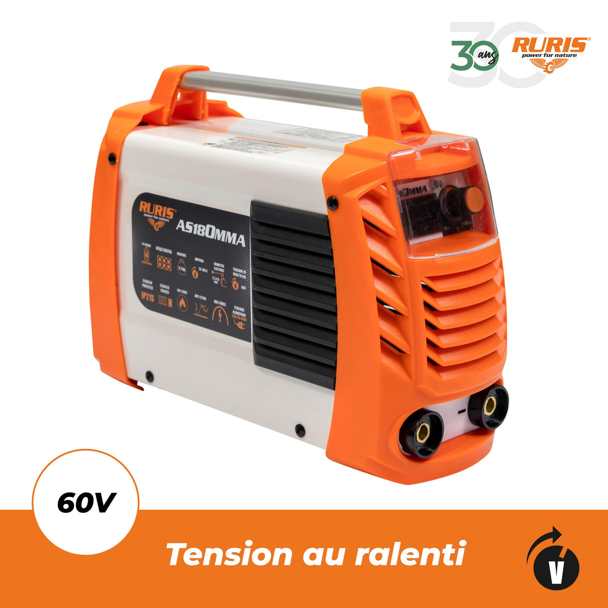 RURIS - Máquina de soldadura Ruris AS180MMA + máscara + martillo/cepillo + 2,5 kg electrodos rutilicos 3,2 mm + imán + guantes + máscara de soldadura soldador con células solares