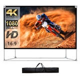 Pantalla de proyector y soporte de 150 pulgadas, 16:9 HD 4K, pantalla de proyector grande para exteriores, pantalla de proyección portátil con bolsa de transporte para cine en casa, patio, cine, viaje