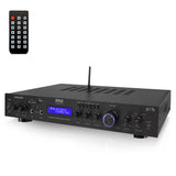 Pyle Amplificador de Audio, Receptor, Montaje en Rack de 5 Canales, Cine en casa, Transmision inalambrica Bluetooth, Radio MP3/USB/SD/AUX/FM, 200V, Pantalla LCD Digital ID3