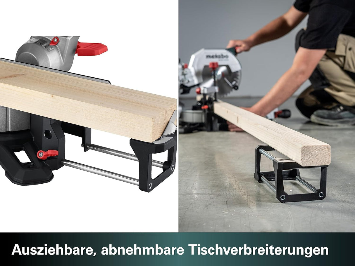 metabo sierra de tracción, corte transversal e inglete KGS 216 M – 613216000 – con línea de corte Precision Cut Line, disco de 216 mm y función de tracción – cable de 2 m