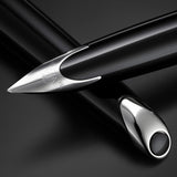 Waterman Carène Black Sea pluma estilográfica | color negro muy brillante con adorno chapado en paladio | plumín mediano con cartucho de tinta azul | estuche de regalo