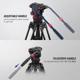 NEEWER Cabezal Fluido para Trípode de Video Resistente con Amortiguación, Placa de Liberación Rápida, Compatible con dji RS Gimbals, Mango Ajustable, Base de ⌀75mm, Carga Máxima 10kg, GM006