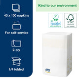 Tork Xpressnap 15840 Servilleta extrasuave/Recambios para el sistema N4 servilletero/Blanco, 8 x 500 Servilletas