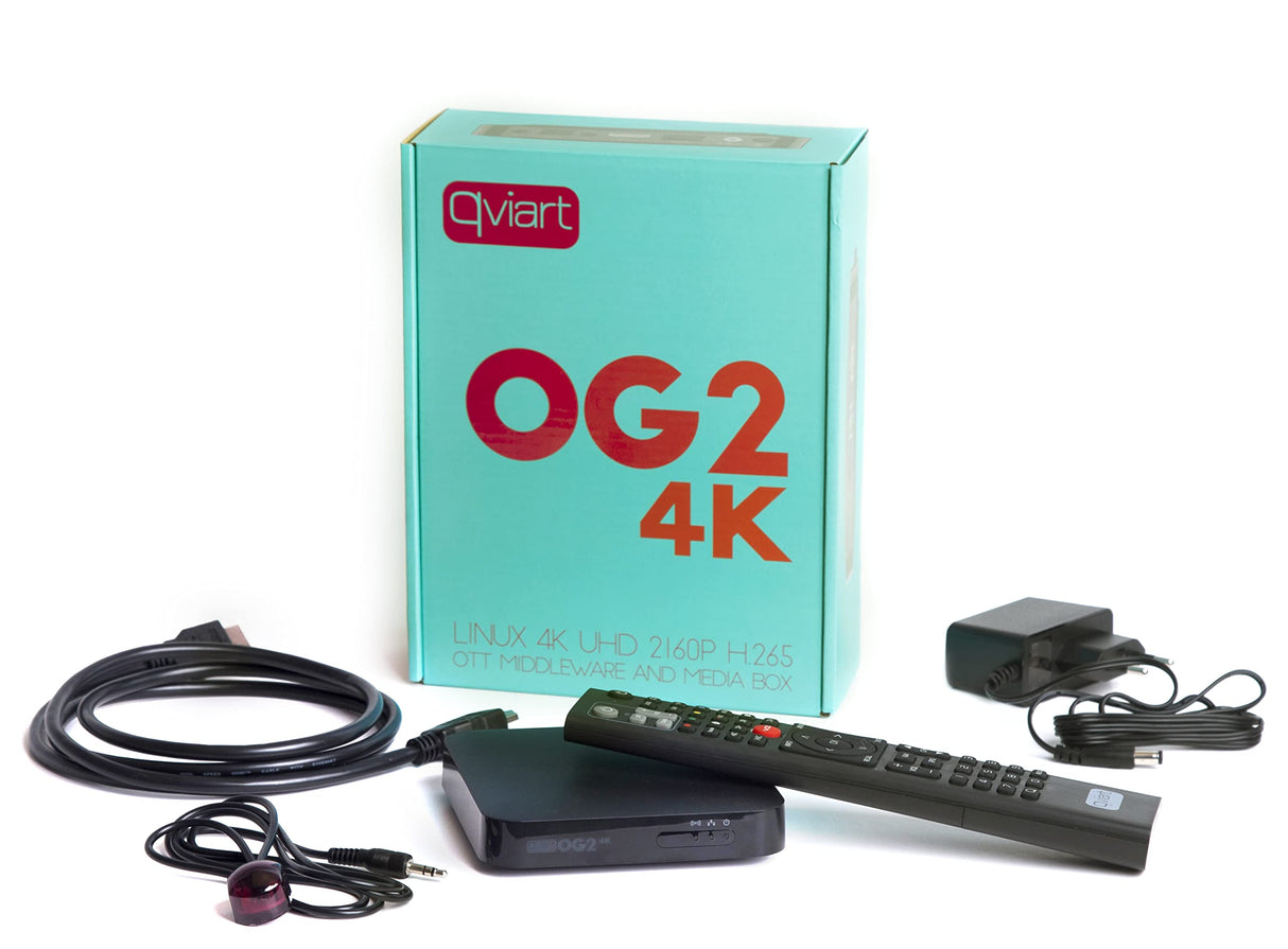 Qviart OG2 4K Receptor Linux TV por IP Stalker UHD 2160p Define OS E2 Multiroom, Xtream, Youtube, Personalizable