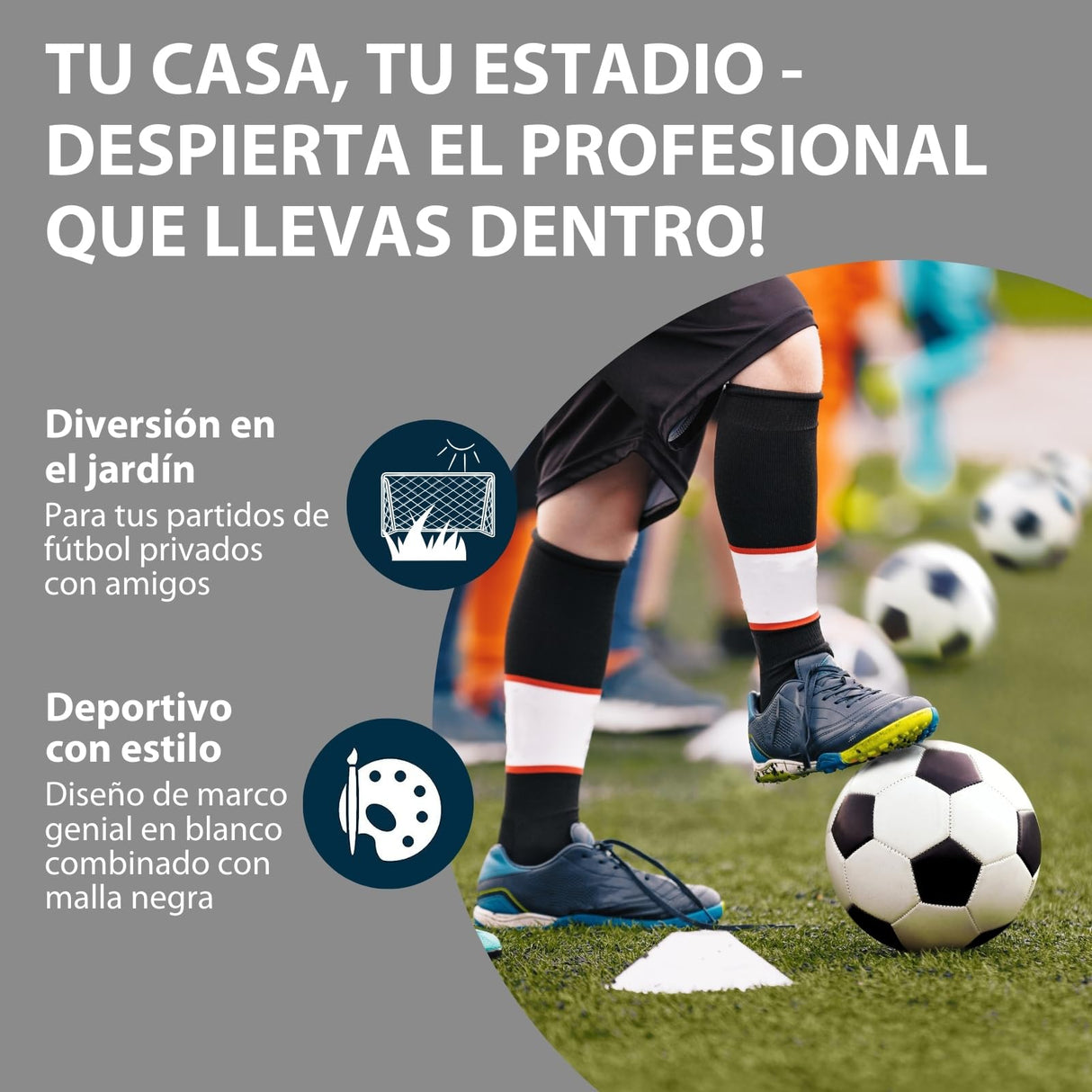 Hudora Portería de Fútbol Avanzada 120/180/240/300 I para Niños/Jóvenes & Adultos I Ideal para Jardín I Impermeable & Estable para Entrenamiento de Fútbol con Red de Malla Fina