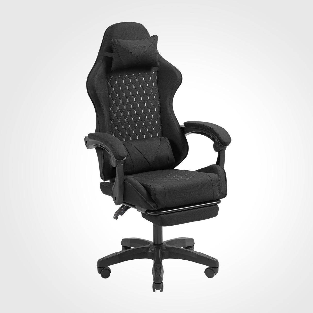 Mars Gaming MGC-X, Silla Gaming Ergonómica, Tejido Transpirable, Respaldo Reclinable y Altura Regulable, Reposabrazos Dinámico, Cojín Cervical y Lumbar, Silla Oficina con Reposapiés Extensible, Negro
