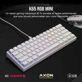 Corsair K65 RGB Mini 60% Teclado de Juego con Cable mecánico – Switches lineales Cherry MX Red – Teclas PBT de Doble Salida, Compatible con iCUE – AZERTY FR – PC, Mac, Xbox – Blanco