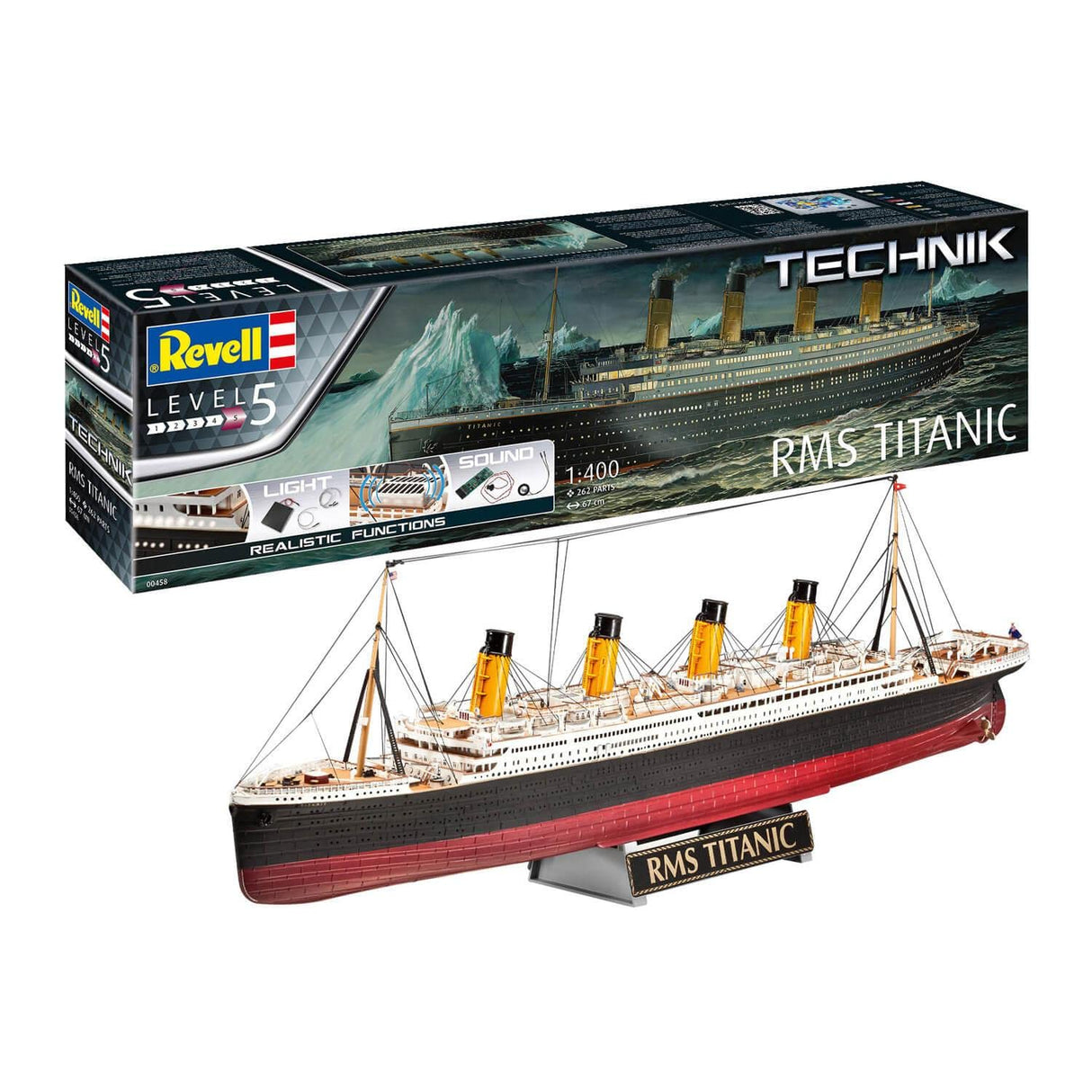 Revell, Blue Titanic 00455 Technik 1:16-Kit de Modelo de plástico VW T1 Samba Bus, Azul, Color sin Pintar, Mittel (RV00458)