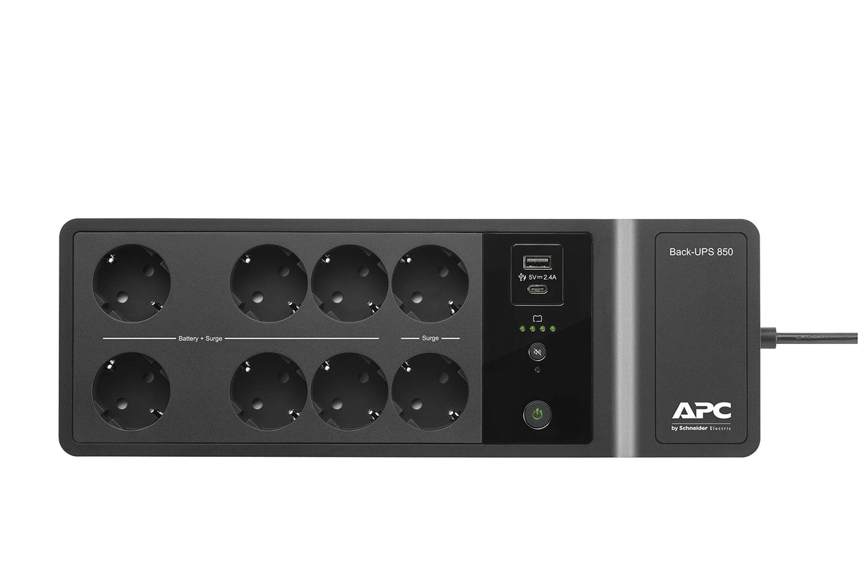 APC Back-UPS ES - BE850G2-SP - SAI de 850 VA (com 8 entradas schuko e com uma porta de carregamento USB A e C)