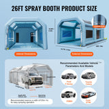 VEVOR Cabina de Pintura Inflable 8 x 4,5 x 3,3 m Carpa Hinchable de Pintura de Coches en Oxford 210D con Sistema de Filtración 2 Sopladores 960W + 750W Estación de Trabajo de Pintura Taller de Garaje