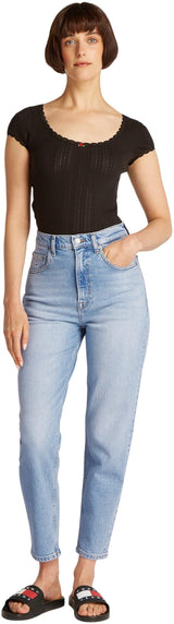 Tommy Jeans Vaqueros Mujer Mom Jeans Cintura Alta, Azul (Denim Light), 28W/26L