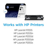 HP 05A CE505A, Negro, Cartucho Tóner Original, de 2.300 páginas, para impresoras HP LaserJet P2035, P2055, P2030, P2050, P2055D y P2055DN