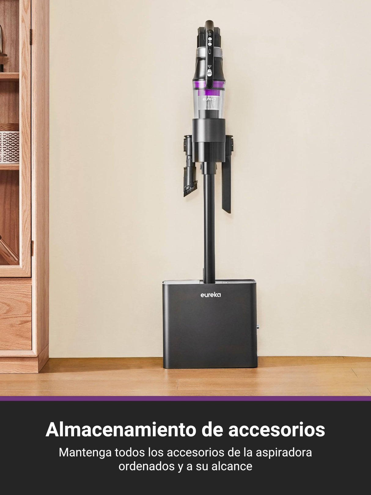 EUREKA Stylus Elite Aspiradora sin Cable con Estación de Autovaciado, 24000Pa, Bolsa 3 L, 60 Min de Autonomía, Cepillo Antienredos, Faro LED, Batería Desmontable