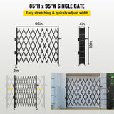 VEVOR Barrera de Seguridad Extensible Plegable Individual 2,4 x 2,16 m Valla de Escalera de Acero Enrollable 360° Puerta de Tijera o Puerta con candado para Garaje del sótano de casa, Negro