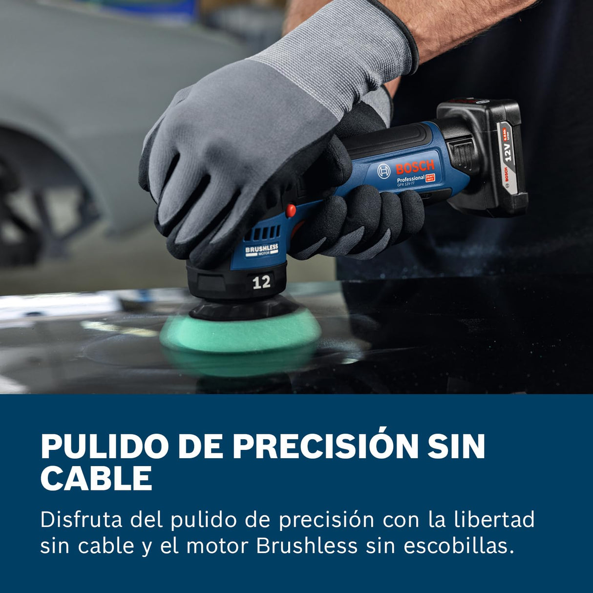 Bosch Professional 12V System pulidora a batería GPX 12V-77 (incl. plato de caucho montado con cierre por contacto de 77 mm, plato de espuma de corte y pulido de 77 mm)