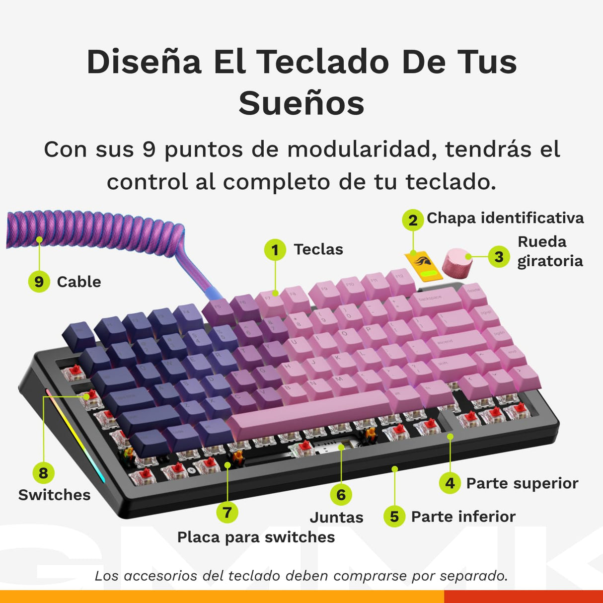 Glorious Gaming GMMK 3: Teclado Respuesta rápida, Hall Effect, tasa 8K, switches magnéticos/mecánicos MX, TKL 75% Hot Swap, Juntas modulares, Teclas PBT Doble inyección, QWERTY Estadounidense (Negro)