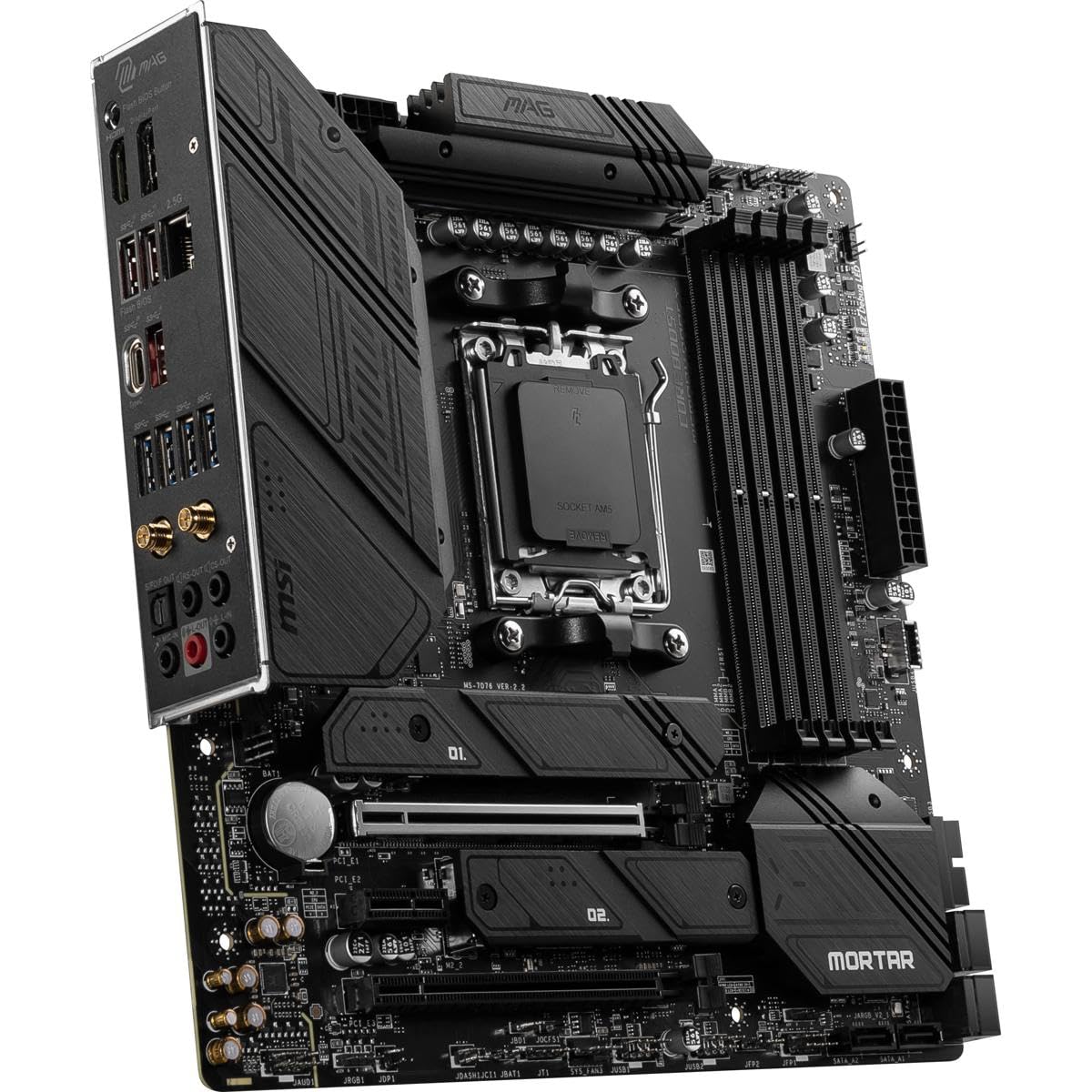 MSI mag B650M Mortar - Placa Base WiFi para Juegos (procesadores AMD Ryzen Serie 9000/8000/7000, AM5, DDR5, PCIe 4.0, Ranuras M.2, SATA 6Gb/s, USB 3.2 Gen 2, HDMI/DP, Wi-Fi 6E, Bluetooth 5.3, LAN de