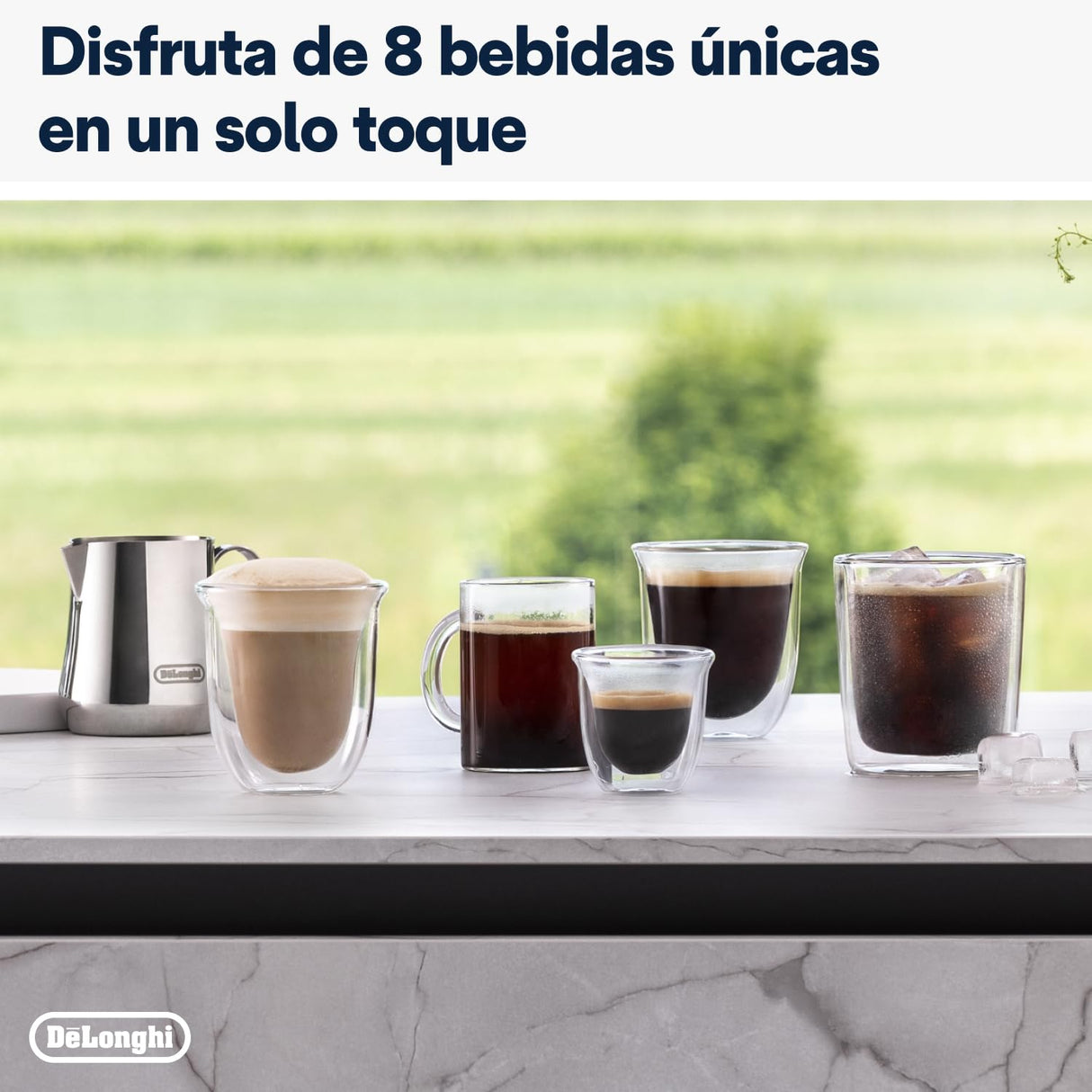 De'Longhi Rivelia EXAM440.35.B, Cafetera Superautomática con Espumador de Leche Manual, Tamaño Compacto, 8 Recetas, Pantalla Táctil a Color, Negro Ónix