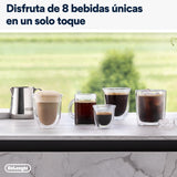 De'Longhi Rivelia EXAM440.35.B, Cafetera Superautomática con Espumador de Leche Manual, Tamaño Compacto, 8 Recetas, Pantalla Táctil a Color, Negro Ónix