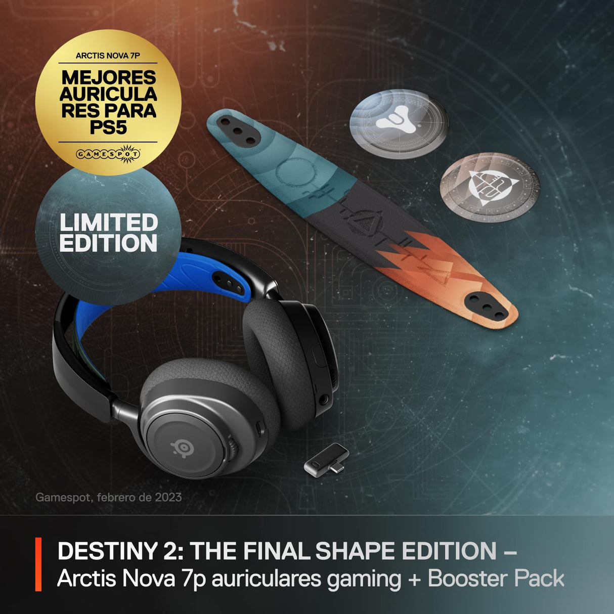 Steelseries Arctis Nova 7P Wireless Auriculares - Destiny 2 Final Shape Edition - Objetos - 2,4GHz + Bluetooth - Batería USB-C - PS,PC,Switch