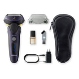 Panasonic Series 800 ES-LV67 Afeitadora premium (Motor ultrarrápido, 5 hojas precisión nanométrica, cabezal multiflexible con 16 direcciones, funda de viaje, lavable, ion de litio) morado y negro
