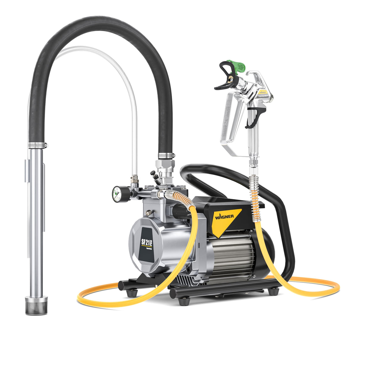 WAGNER Bomba de membrana SuperFinish 21 Pro Airless HEA - para dispositivos básicos Airless con tecnología HEA, Caudal max. 2,1 l/min, Manguera alta AP DN6, 15 m