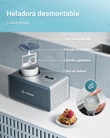 Aobosi Heladora&Gelato Sorbete Helado Yogurt Maker,Máquina de helados con pantalla LED y temporizador,Fácil de operar,Acero inoxidable,1.5L,Paleta mezcladora desmontable