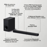 Sony HT-S400 Barra de Sonido de 2.1 Canales con un Potente subwoofer inalámbrico y tecnología de Altavoz X-Balanced, Negro, 330 W + Sub
