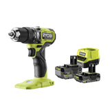 RYOBI ONE+ 18V Taladro percutor sin escobillas – 54 Nm, mandril 13 mm, 2 velocidades (0–450/0–1.700 rpm), 24 posiciones de par – Incluye baterías 2,0 Ah + 4,0 Ah y cargador