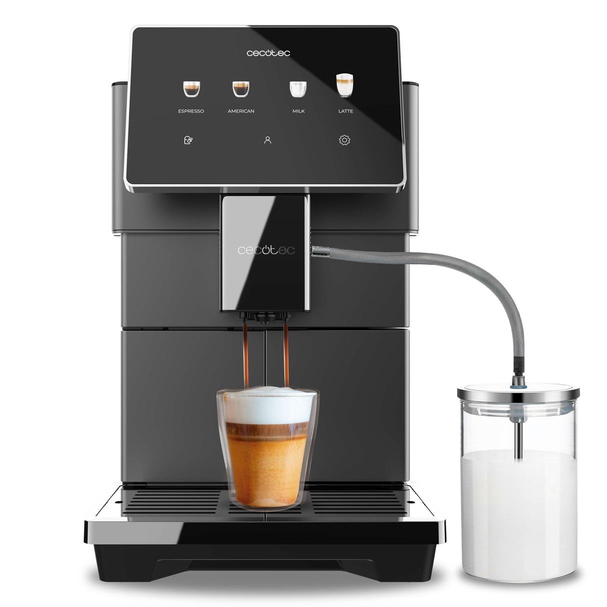 Cecotec Cafeteras Superautomática Cremmaet Tempo. Cafetera Superautomática Con Pantalla Tft de 7", 13 Recetas de Café, 6 Perfiles de Usuario, 1350 W de Potencia, 19 Bares de Presión.