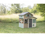 Smoby- Casita Infantil EVO Friends House Smoby Life- Extra Espaciosa, Material Reciclado (50%), Puerta de Entrada, contraventanas, Resistente a los Rayos UV, A Partir de 2 años (7600810205)