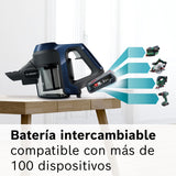 Bosch Unlimited Serie 6 BBS611PCK - Aspirador escoba sin cable, hasta 30 minutos de duración, 18 V, incluye 1 Batería Extraíble (Power for ALL), color azul