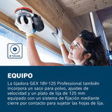 Bosch Professional 18V System GEX 18V-125 - Lijadora excéntrica a batería (Brushless, Ø plato 125 mm, bolsa para polvo, sin batería, en L-BOXX)