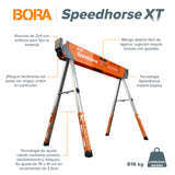BORA Portamate Speedhorse XT PM-4550T - Par de caballetes de caballete de 30 a 36 pulgadas de altura, parte superior de metal para 2 x 4, caballo de sierra de banco profesional resistente para