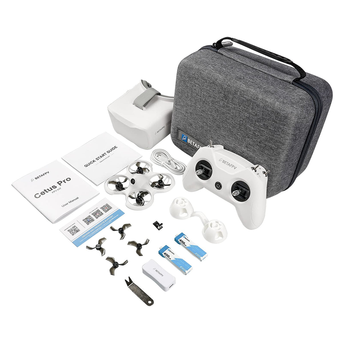 BETAFPV Kit de Drone Cetus Pro FPV RTF Avec Maintien D'altitude Autoprotection Atterrissage D'urgence 3 Modes de Vol Fonction Tortue Drone Prêt à Voler pour Débutants Adolescents, Télécommande