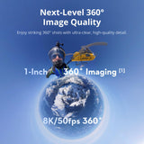 DJI Pack Aventura Osmo 360, cámara 360 con Imagen 360° de 1 Pulgada, Vida útil de batería extendida con 3 baterías, Video 360° en 8K Nativo, cámara de acción para Deportes, vlog