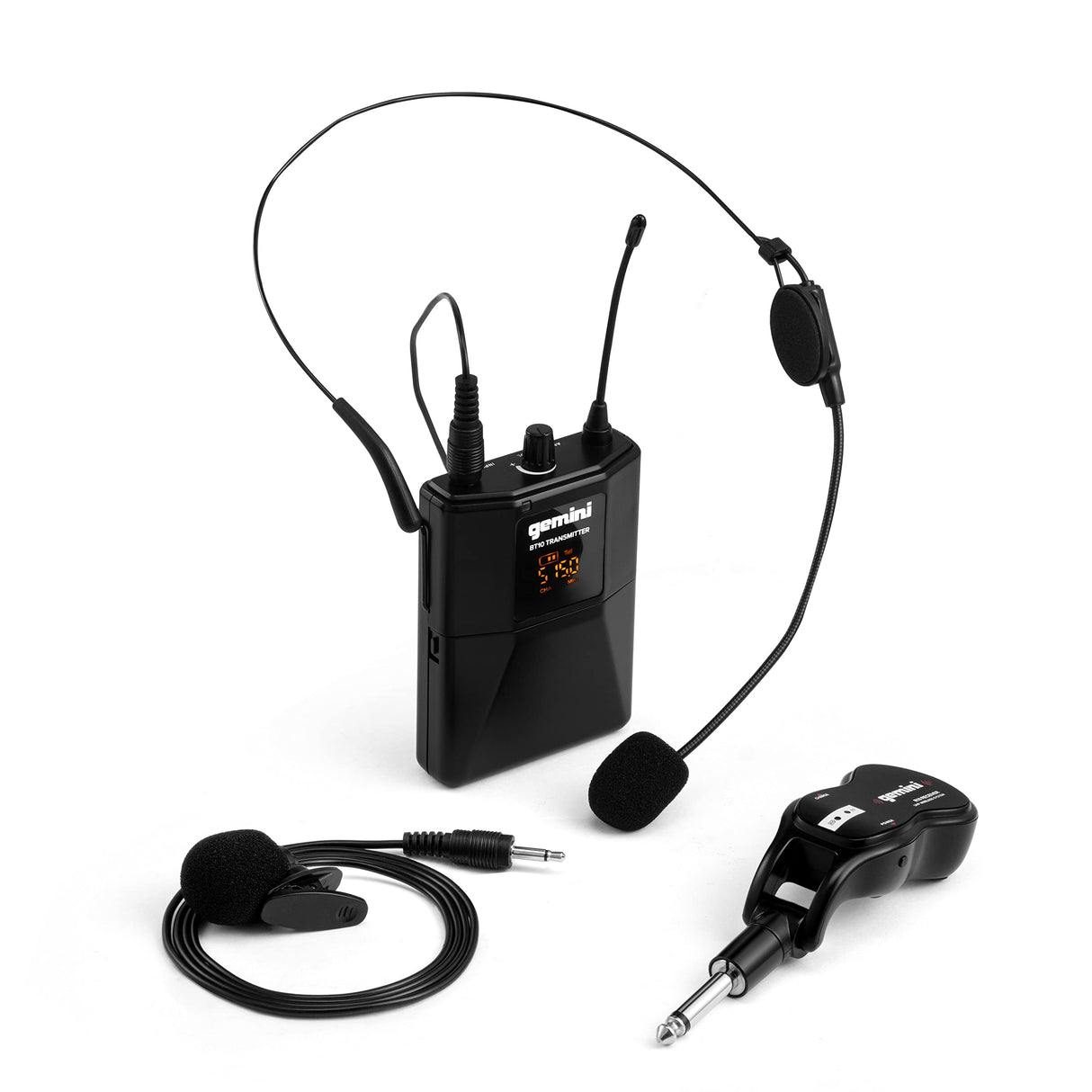 Gemini Sound Pro Audio GMU-HSL100 Plug and Sing Karaoke DJ, Bluetooth, Banda UHF, micrófono Lavalier con Conector inalámbrico de 1/4 Pulgadas, Adaptador transmisor para Altavoces