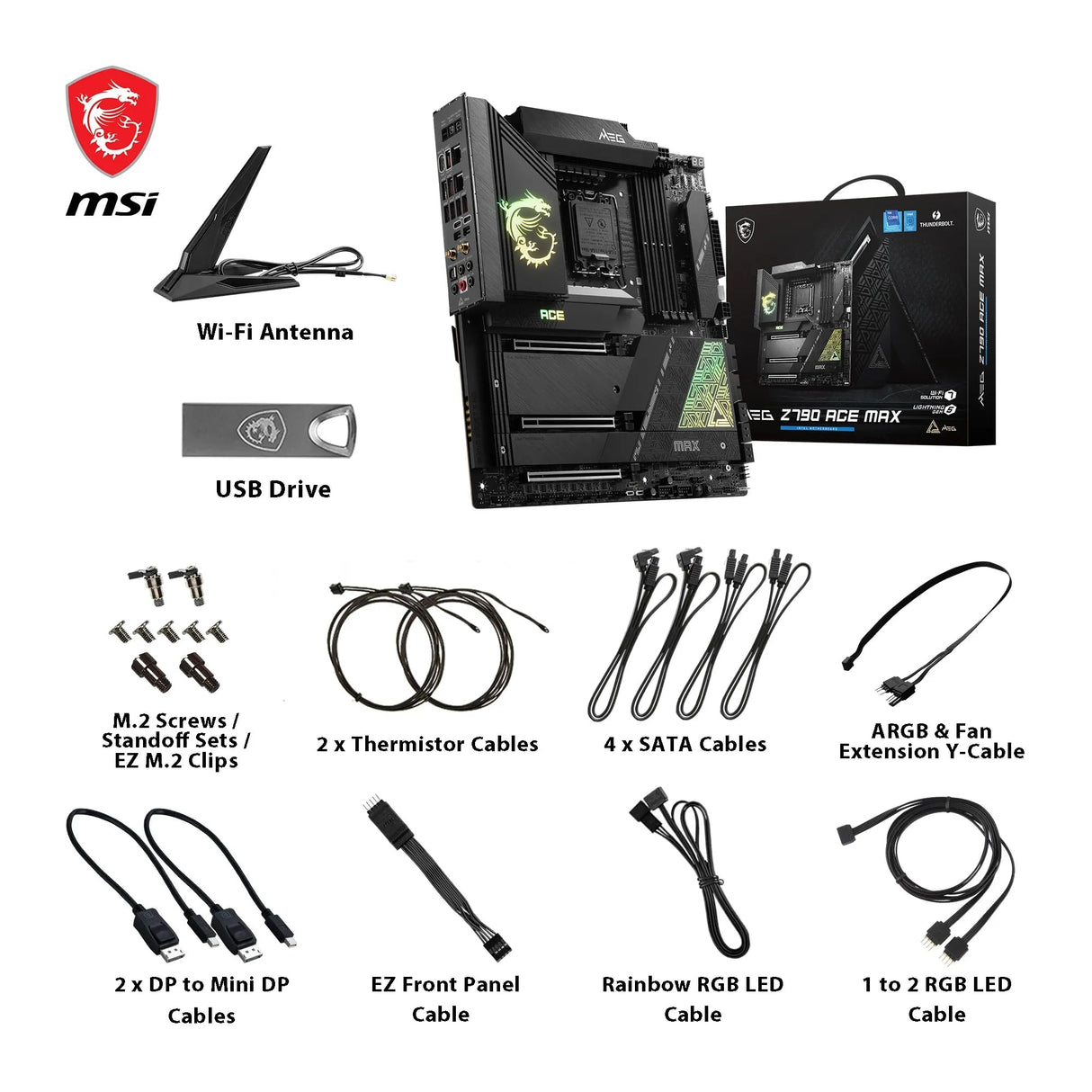 MSI Meg Z790 Ace MAX, Placa Base E-ATX, Admite Procesadores Intel 12 y 13 Gen Core, LGA 1700, 105A SPS VRM, DDR5 7800+MHz/OC, PCIe 5.0 x16, M.2 Gen5, LAN Dual 2.5G, Wi-Fi 7, Thunderbolt 4